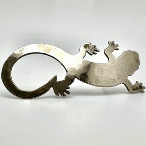 Wild Bryde Silver Tone Gecko Brooch Lapel Pin Metal Costume Jewelry 1.5"